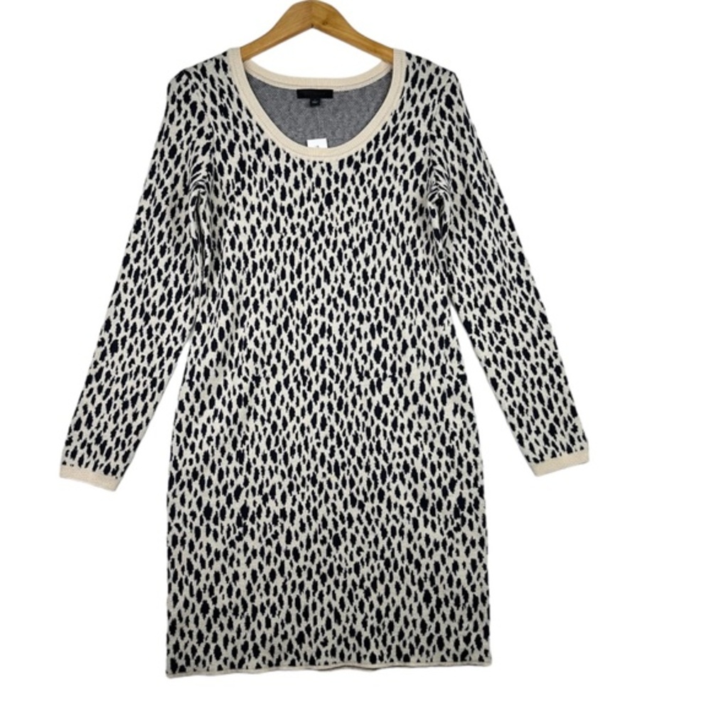 Ann Taylor Women Sweater Dress Scoop‎ Neck Leopard Print Beige Size Small